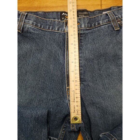 Ariat Rebar M4 Relaxed Boot Size 36x32 Mens Denim Work Blue Jeans Med Wash EUC - Picture 4 of 16
